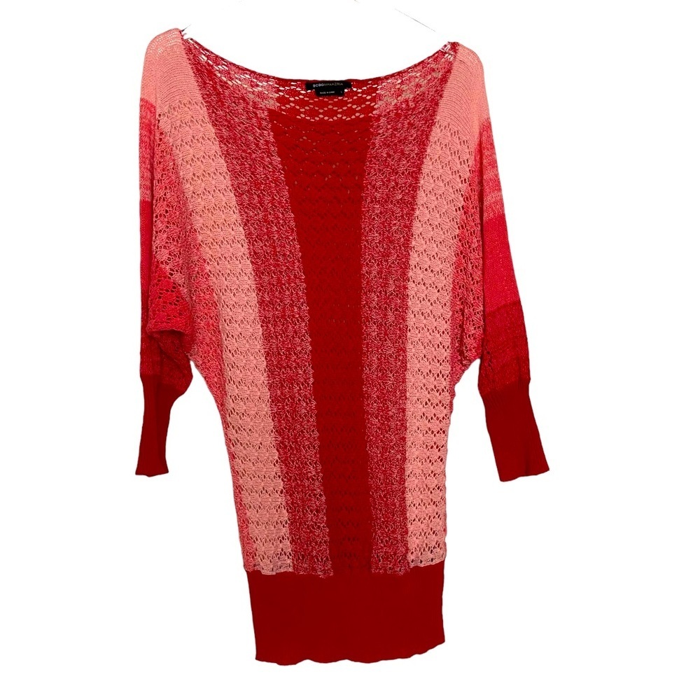 BCBGMaxAzria | Pink, Red | 3/4 Long Sleeve | Knit Top | Size Small